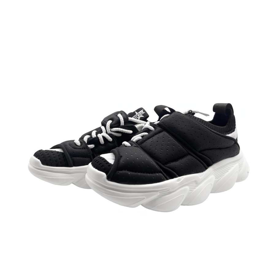 QIANJIN Fabric Non slip Lightweight Mid top Casual Shoes Women's Black