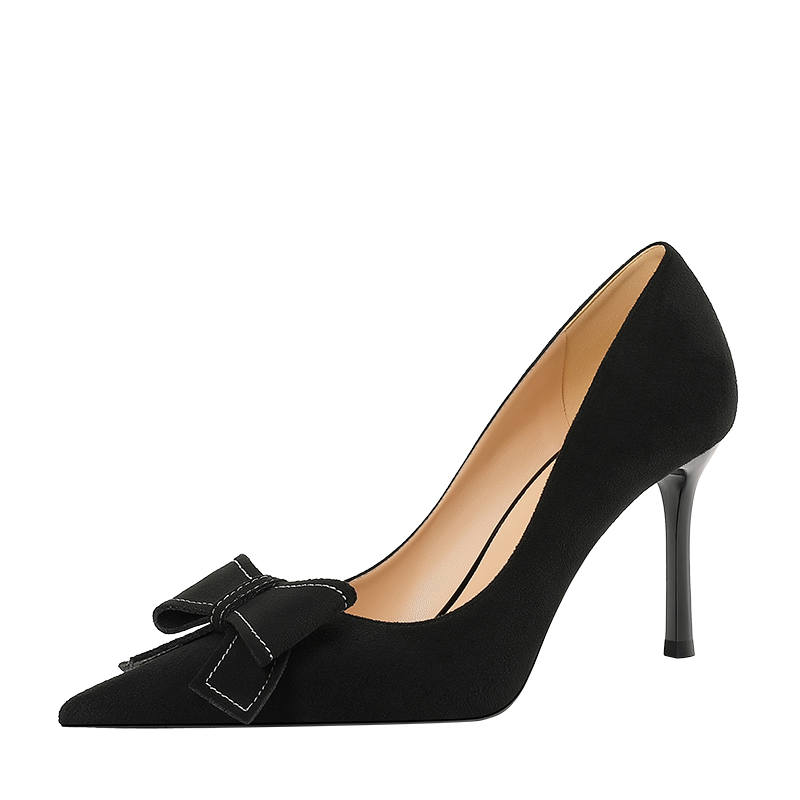 LIKE Suede Slim Heel High Heels Women's Black
