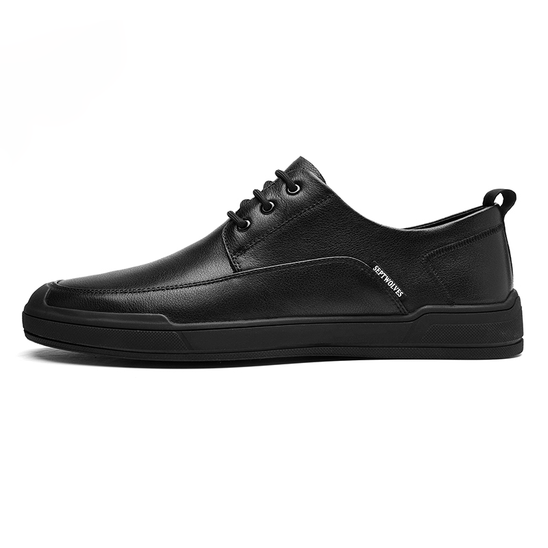 SEPTWOLVES Top Grain Cow Leather Casual Shoes Men's Black