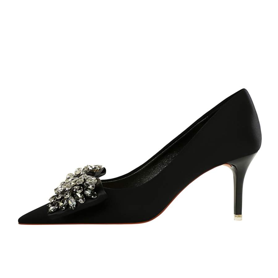 QITUMAUL Slim Heel High Heels Women's Black