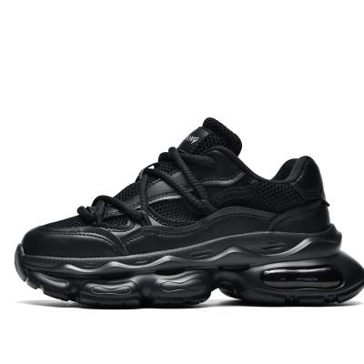 JIANDONG Height Increasing Abrasion Resistant Lightweight Breathable Slip Resistant Low top Chunky Sneakers Men's Black