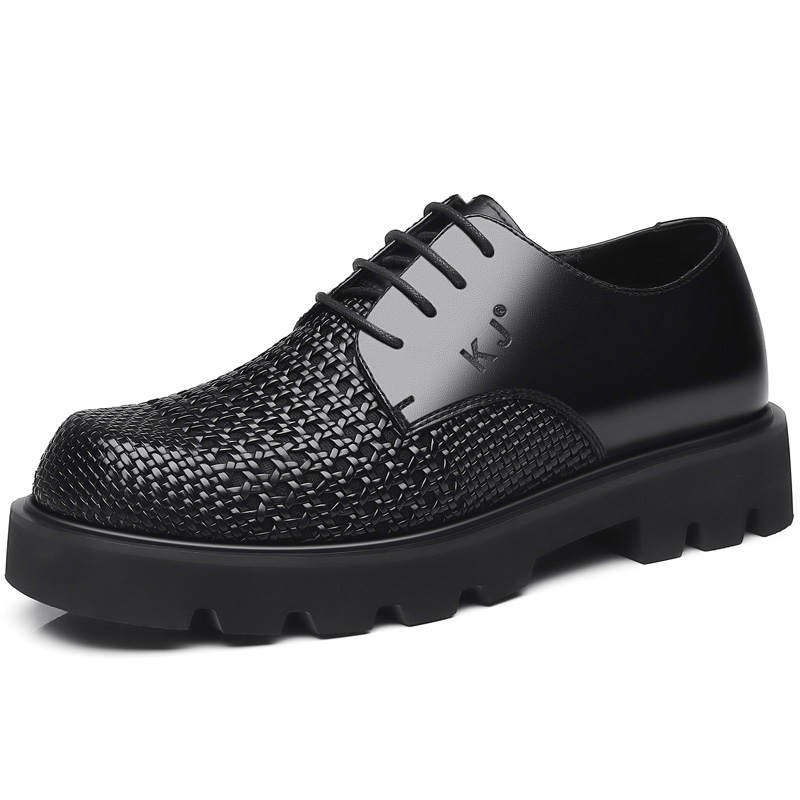 KJ Top Grain Cow Leather Low top Casual Shoes Men's Black