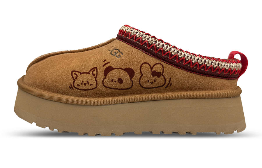 UGG Tazz Leather Abrasion Resistant Height Increasing Thermal Low top Casual Shoes Women's Chestnut