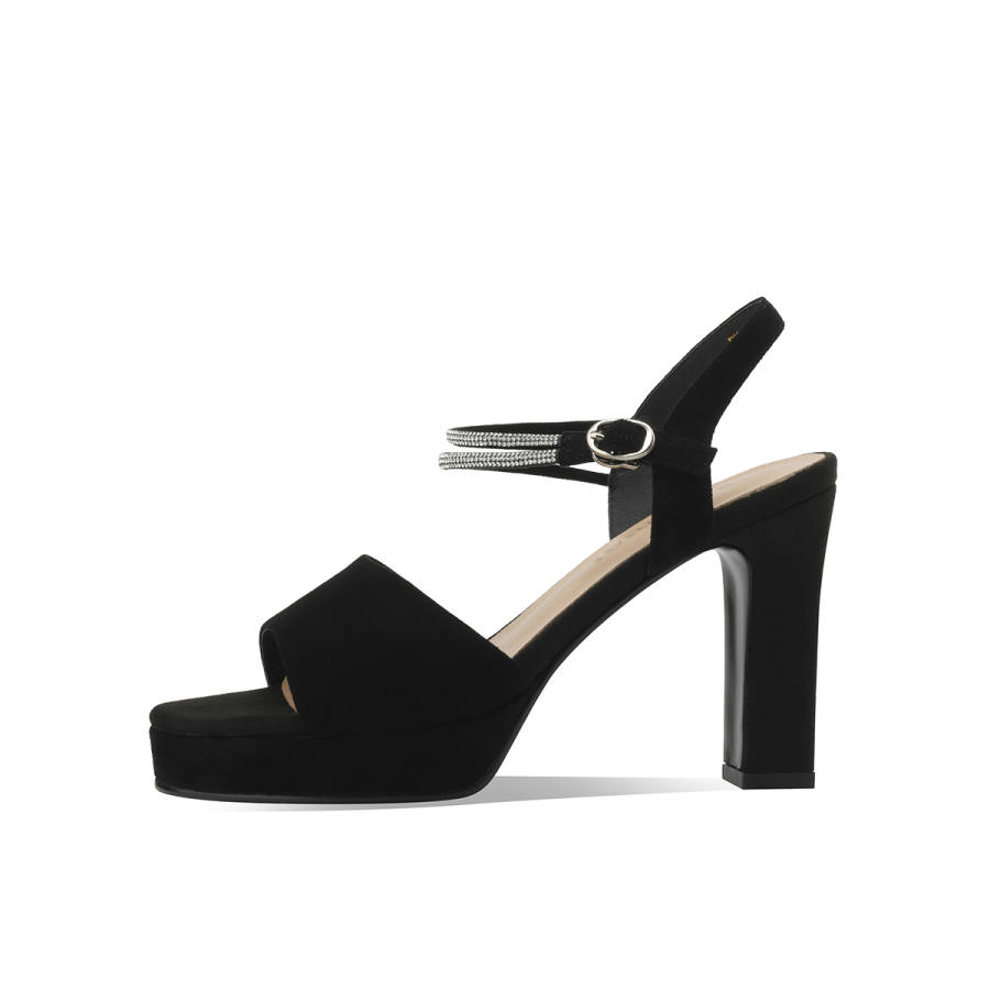 BOERDIQI Sheepskin One Strap Sandals 9.5cm Women's Black