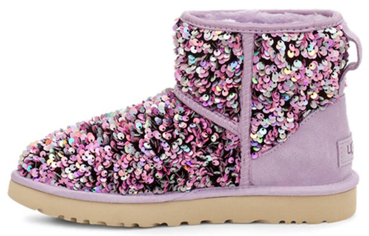 UGG UGG Classic Mini Stellar Sequin Snow Boots Purple Women's