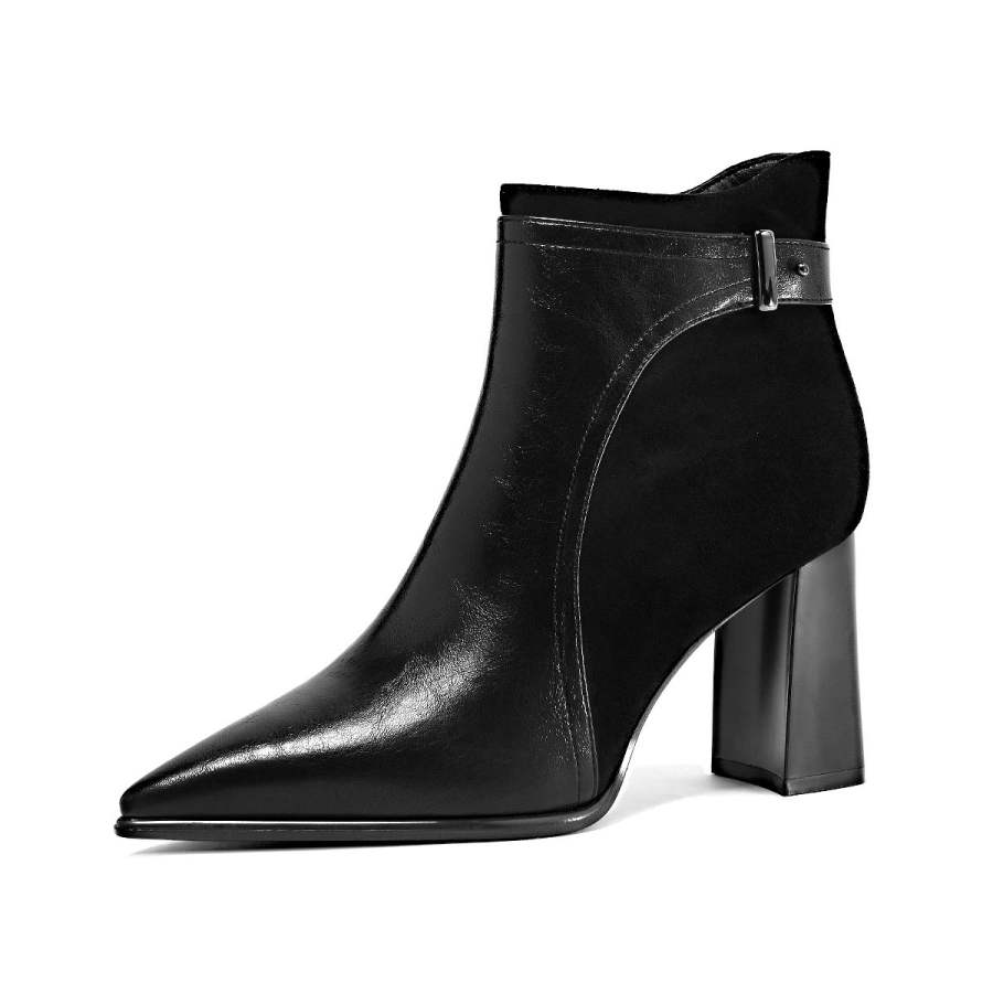 CAMEIDO Synthetic Leather, Textile Ankle Boots 8.5cm Women's Black