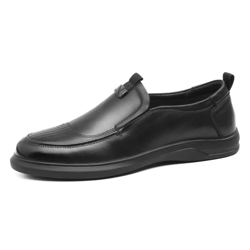 Xiwencha Top Grain Cow Leather Men's Casual Shoes Men's Black