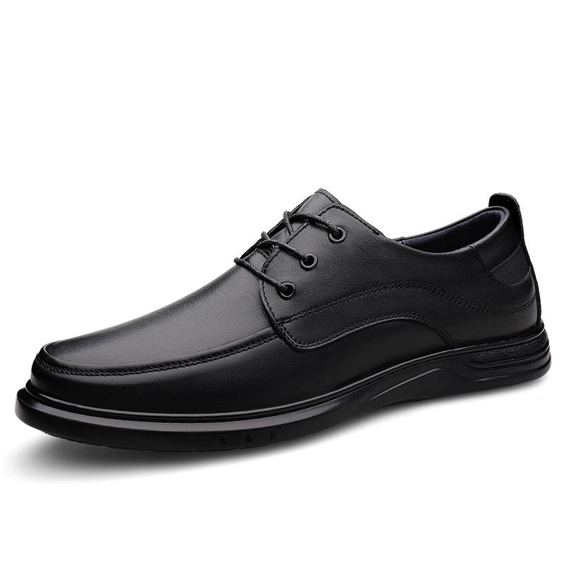 GEWEILUO Top Grain Cow Leather Casual Shoes Men's Black