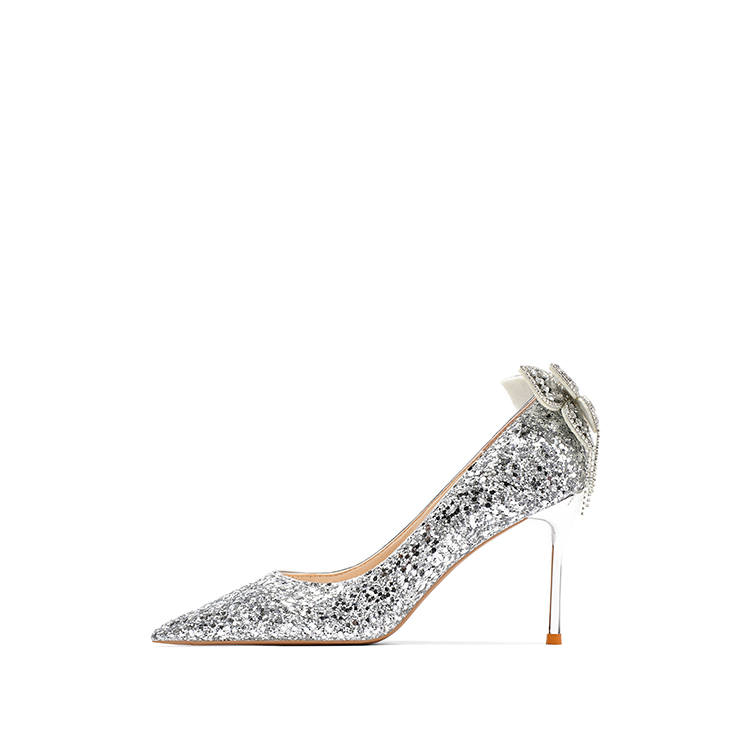 ANGEL BOY Slim Heel High Heels Women's Moon Silver