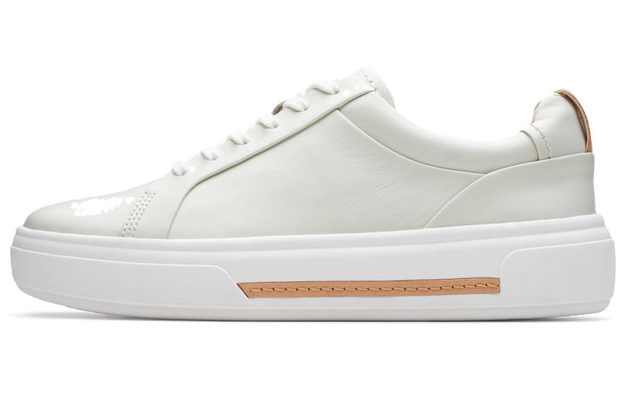 Clarks Cow Leather Low top Skateboard Shoes Women's White