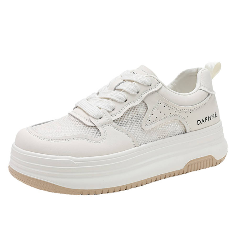 DAPHNE Synthetic Leather Slip Resistant Low top Skateboard Shoes Women's Ecru