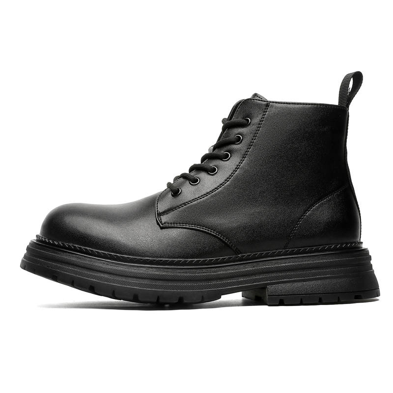 KAQIAODI Microfiber Leather Short Combat Boots Men's Black