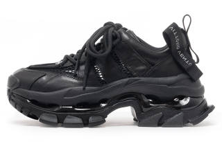 VITTORIO VENTURA Top Grain Cow Leather Cushioning Low top Chunky Sneakers Women's Black