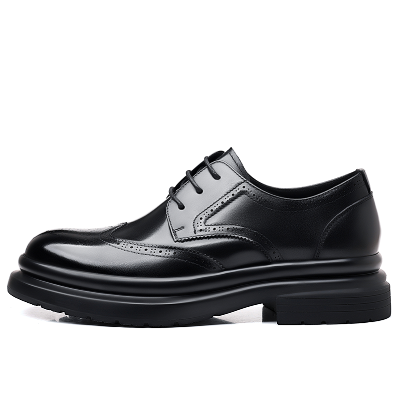 KACHILANG Casual Leather Shoes Men's Low Top Black/Brown