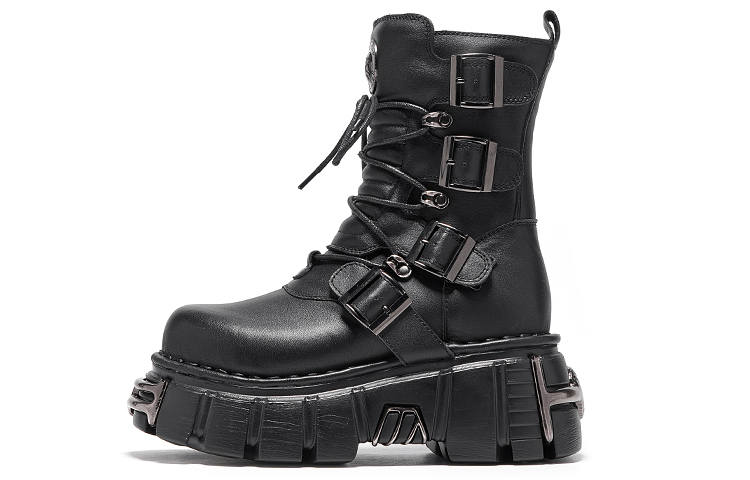 XB-ITER XB ITER Top Grain Cow Leather Crew Combat Boots Women's