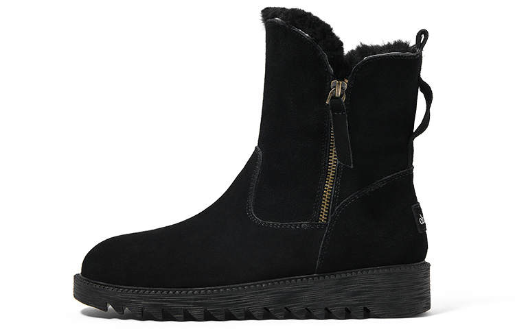 CAMEIDO Thermal Short Mid Calf Snow Boots Women's Black