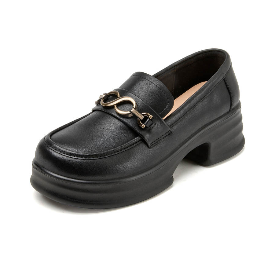 AOKANG Loafers Medium Heel Women's Black