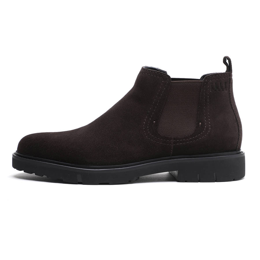 ELLE HOMME Cow Split Leather Short Chelsea Boots Men's Brown
