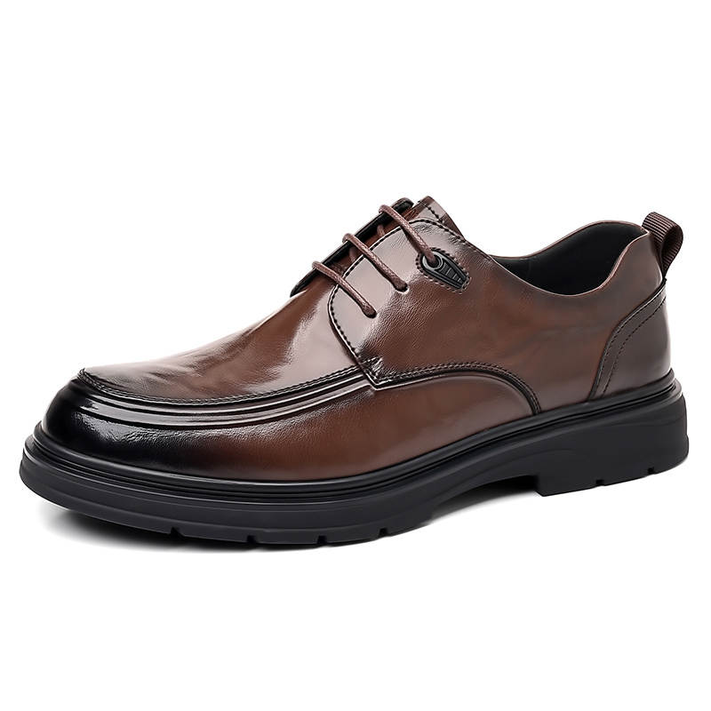 DUNNU Casual Leather Shoes Men's Low Top Black