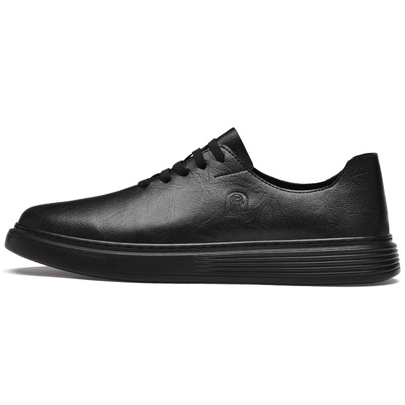 YINGLUNQISHI Top Grain Cow Leather Casual Shoes Men's Black