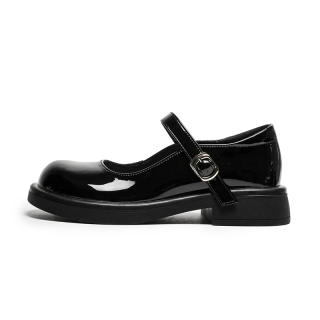 BOJUEMAO Cow Split Leather Chunky Heel Mary Jane Shoes 4cm Women's