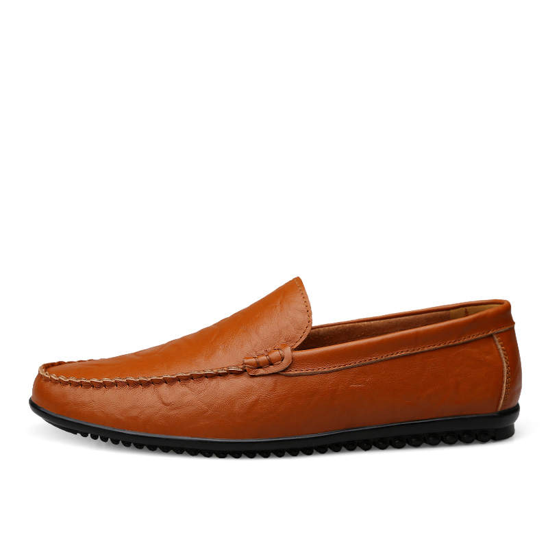 CKVUSAMG Top Grain Cow Leather Casual Shoes Men's Red Brown