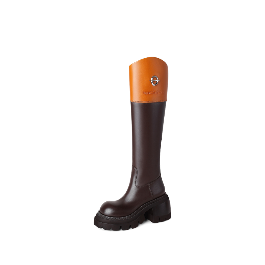 Hoov Knee high Boots 7.5cm Women's Mocha