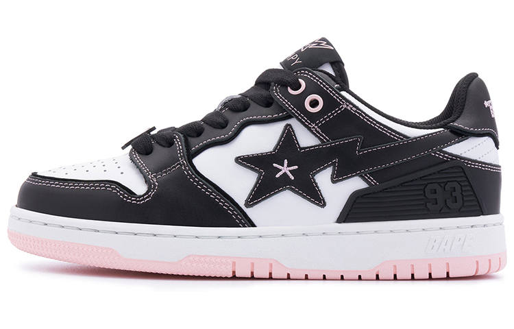 A BATHING APE BAPY x A BATHING APE SK8 STA Leather Low top Stylish Skateboarding Shoes Women's Black White Pink