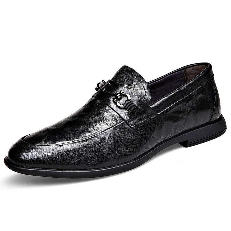 GZZ Casual Leather Shoes Men's Low Top Black/Brown