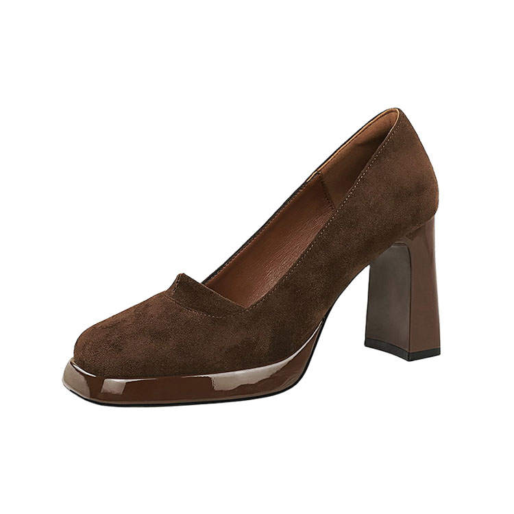 BIGTREE BIGTREE Suede Chunky Heel High Heels Women's