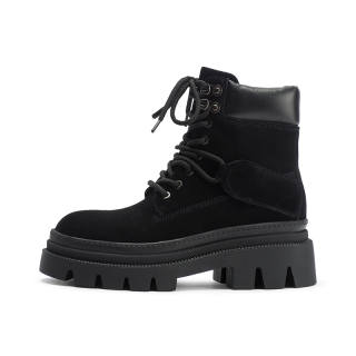 Coup De Foudre Cow Suede Short Mid Calf Combat Boots 6.5cm Women's