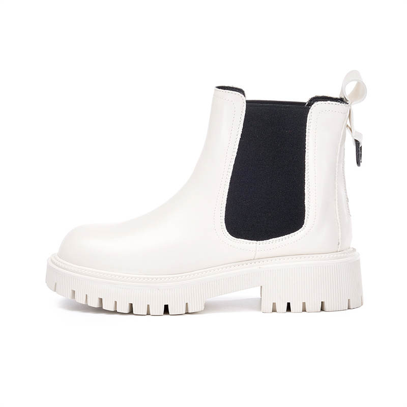 KEKAFU PU Synthetic Leather Short Mid Calf Combat Boots 5cm Women's