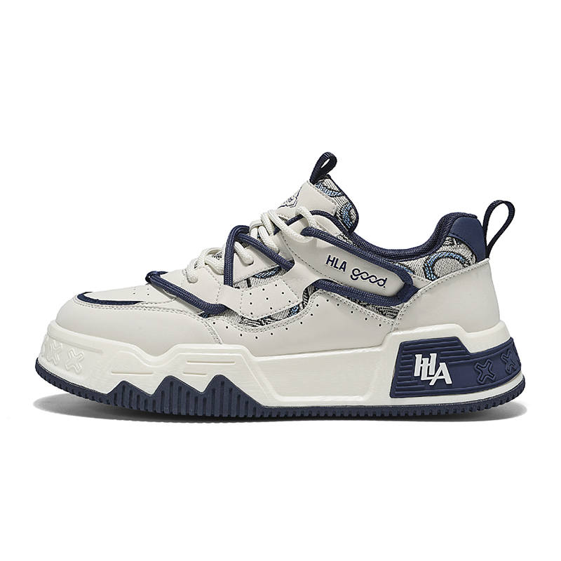 HLA Skateboard Shoes Men's Low Top White Blue Gray Green White Green