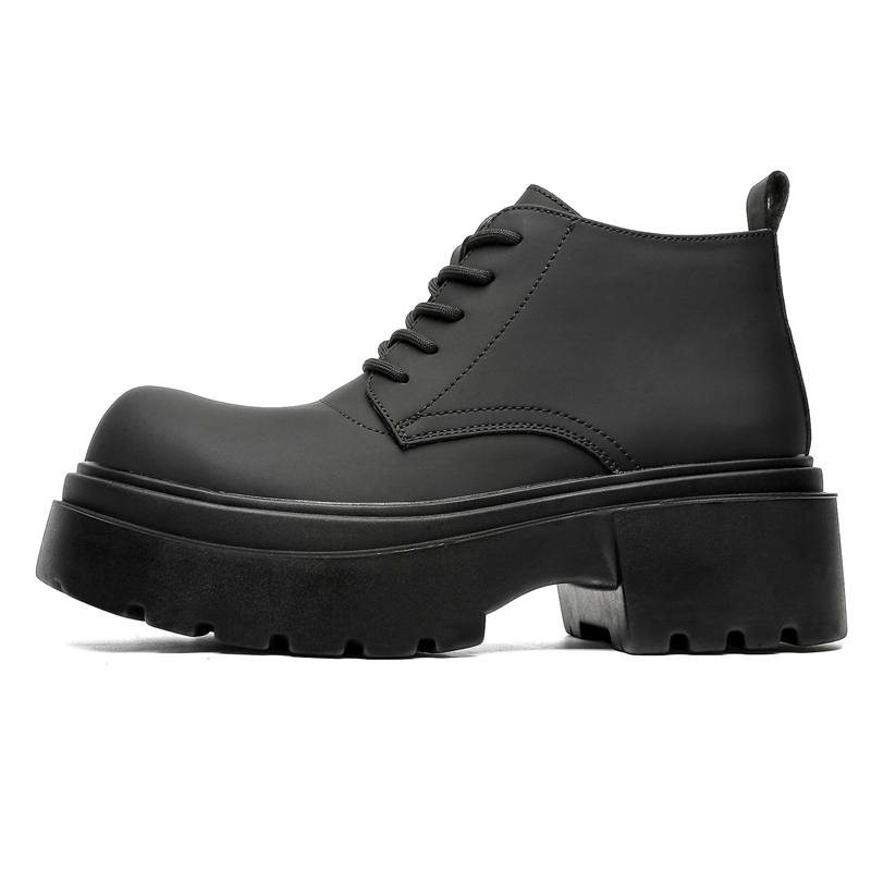 CHILANG CHILANG PU Short Combat Boots Men's Black