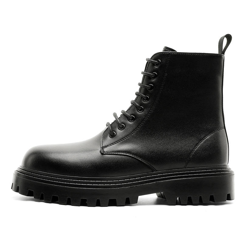 ZHENRAN ZHENRAN Cow Leather Combat Boots Men's Black