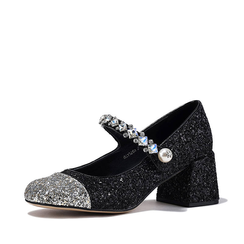 BELLALILY Pu Chunky Heel Mary Jane Shoes 5.5cm Women's