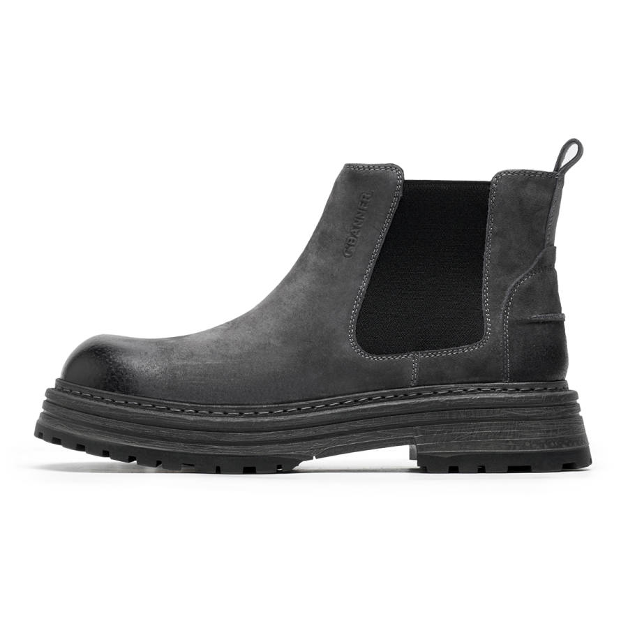 C°BANNER Cow Leather Ankle Length Chelsea Boots Men's Black