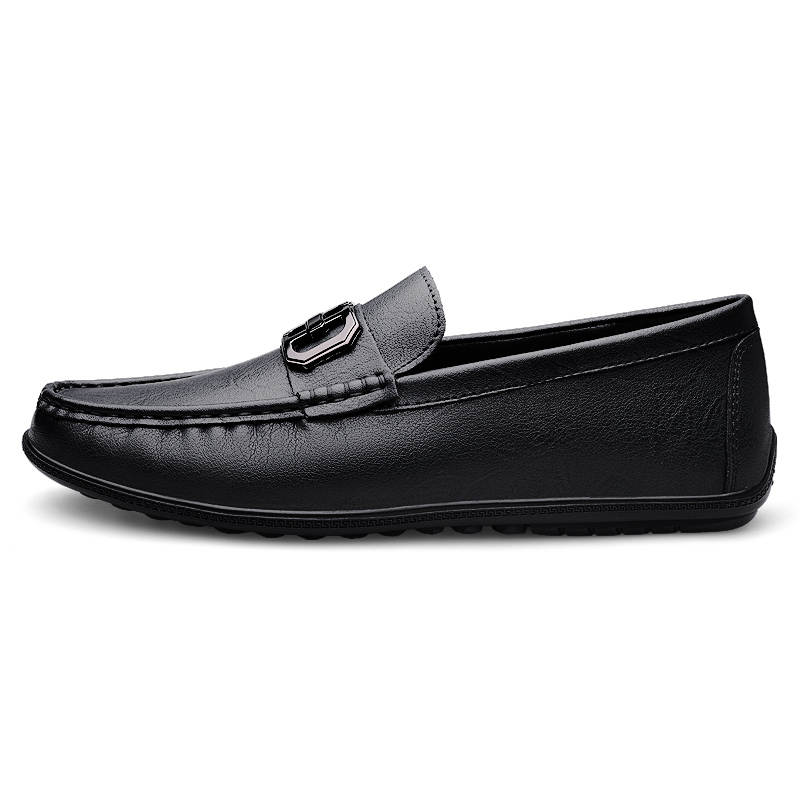YINGLUNQISHI Top Grain Cow Leather Casual Shoes Men's Black