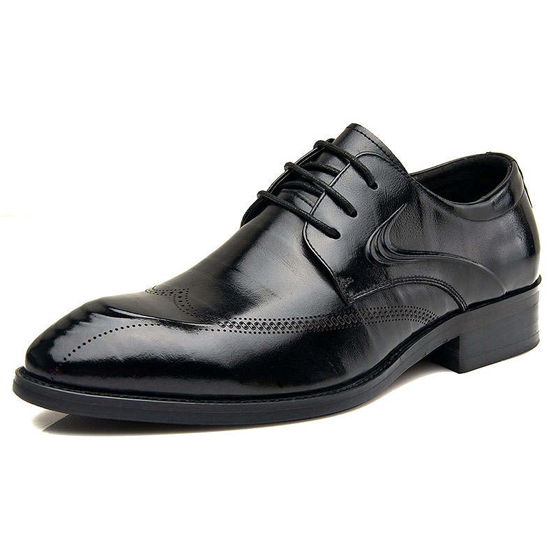 KAQIAODI Cow Leather Dress Shoes Black