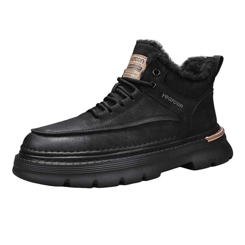 YEARCON Thickened And Fleece Lined High Top Snow Boots For Men 2025 Winter Shearling Thermal Northeast Mid top