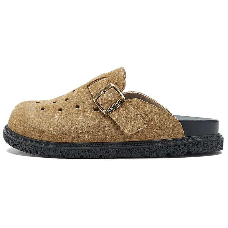 NINE WEST Rubber Sole Abrasion Resistant Abrasion Resistant Closed Toe Slippers Women's Apricot