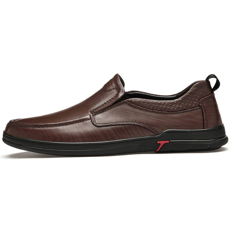 YINGLUNQISHI Top Grain Cow Leather Casual Shoes Men's Brown