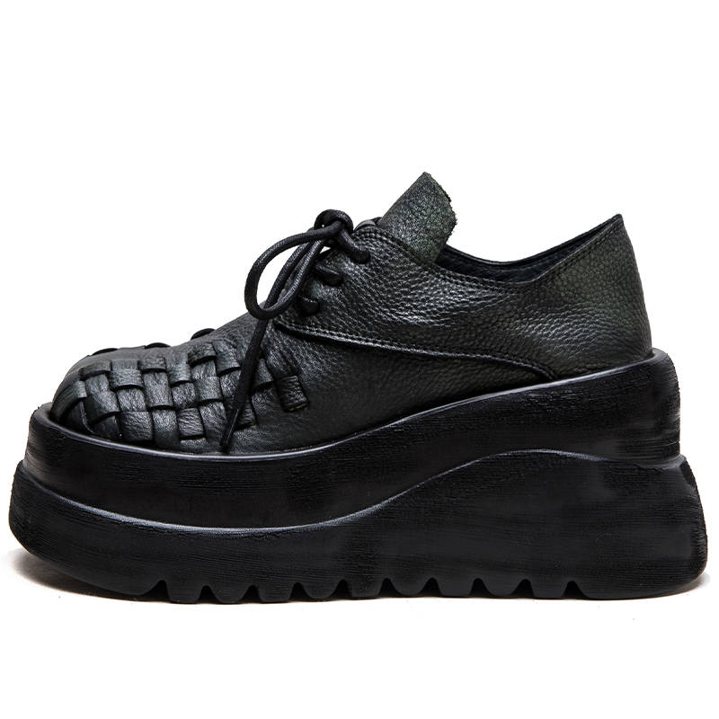 MATA Top Grain Cow Leather Hand Woven Casual Shoes Women's