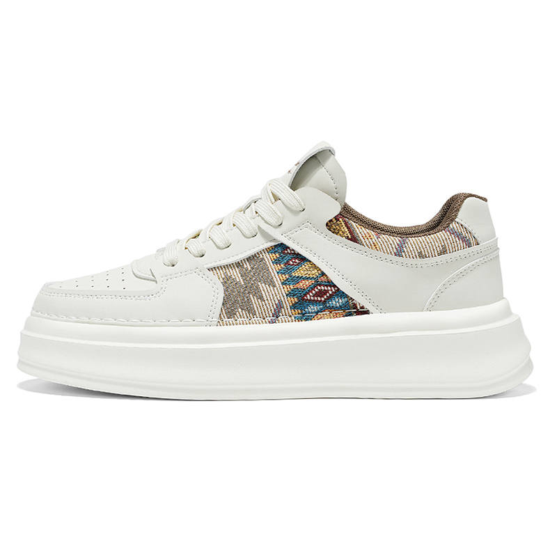 Mulinsen Embroidery Paisley, Military No.1, White Sneakers Synthetic Leather, Textile