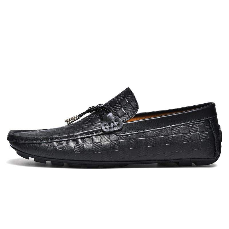 XIMO BULL Cow Split Leather Gommino Loafers Men's Black