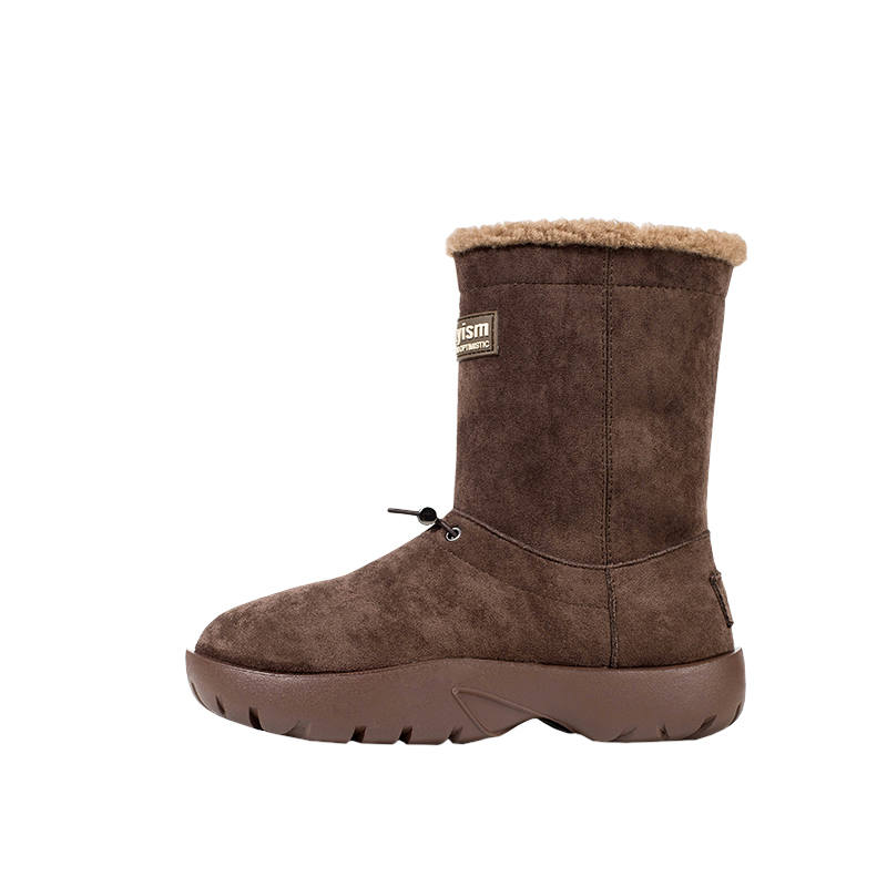 MIAOLV Cow Split Leather Vintage Style Thermal Fleece Lined Platform 18cm Snow Boots Women's