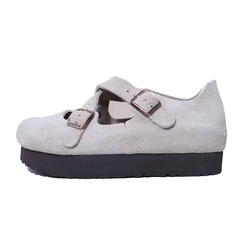 DONGYUANWUZUO Cow Suede Casual Shoes Women's Light Gray