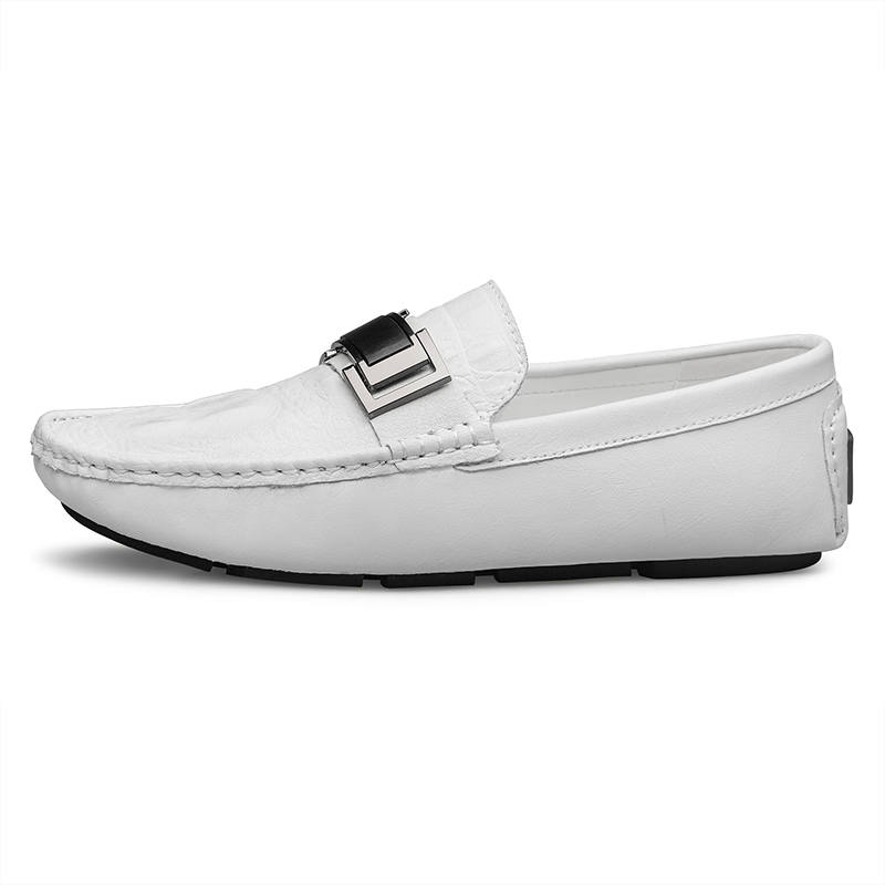 YINGLUNQISHI Top Grain Cow Leather Casual Shoes Men's White