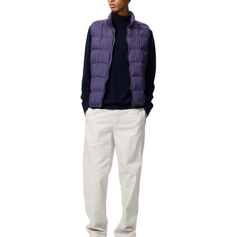 UNIQLO Down Vests Unisex Gray Purple Stand Collar Moderate Other