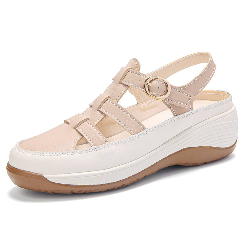 Reivantix Reivanti Microfiber Leather Roman Sandals Women's Beige Brown